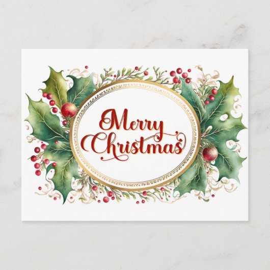 Cartes Pour Fêtes Annuelles Joyeux script de Noël personnalisé dans cadre Flor (Devant)