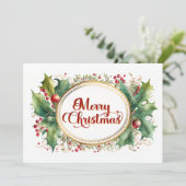 Cartes Pour Fêtes Annuelles Joyeux script de Noël personnalisé dans cadre Flor (Debout devant)
