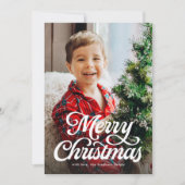 Cartes Pour Fêtes Annuelles Joyeux script de Noël photo verte classique (Devant)