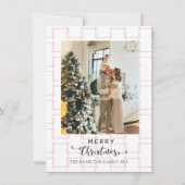 Cartes Pour Fêtes Annuelles Joyeux script de Noël rose photo géométrique (Devant)