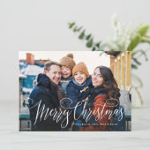 Cartes Pour Fêtes Annuelles Joyeux script de Noël simple rouge quatre photo (Debout devant)