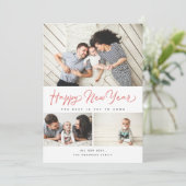 Cartes Pour Fêtes Annuelles Joyeux Script de Nouvel An Rouge 3 Collage Multi-P (Debout devant)