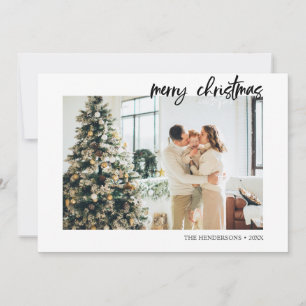 Cartes Pour Fêtes Annuelles Joyeux script de pinceau de Noël minimaliste photo
