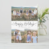 Cartes Pour Fêtes Annuelles Joyeux Script de vacances blanc Multi Photo (Debout devant)