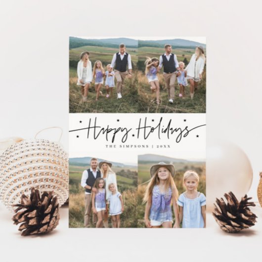 Cartes Pour Fêtes Annuelles Joyeux Script de vacances blanc Multi Photo