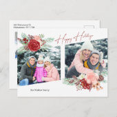 Cartes Pour Fêtes Annuelles Joyeux Script Floral Diagonal 2-Photo (Devant / Derrière)