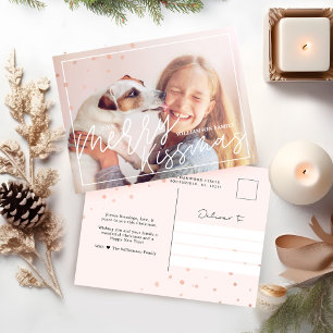 Cartes Pour Fêtes Annuelles Joyeux script Kissmas   Photo chic et design