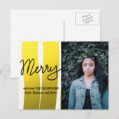 Cartes Pour Fêtes Annuelles Joyeux script moderne Gold Stripes Photo de vacanc (Devant / Derrière)