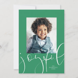 Cartes Pour Fêtes Annuelles Joyeux script moderne une photo vert Noël