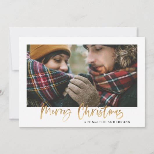 Cartes Pour Fêtes Annuelles Joyeux script or noël tartan vert photo (Devant)