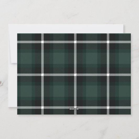 Cartes Pour Fêtes Annuelles Joyeux script or noël tartan vert photo (Dos)