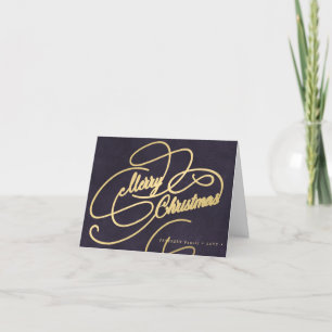 Cartes Pour Fêtes Annuelles Joyeux script or Noël violet élégant
