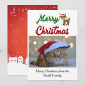 Cartes Pour Fêtes Annuelles Joyeux script photo Christmas Reindeer (Devant / Derrière)
