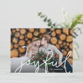 Cartes Pour Fêtes Annuelles Joyeux Script Photo Overlay (Debout devant)