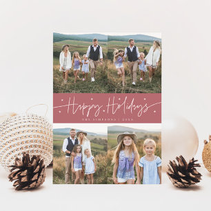Cartes Pour Fêtes Annuelles Joyeux Script Pink Multi Photo