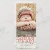 Cartes Pour Fêtes Annuelles Joyeux Script Rose Gold Foil Rustique Bois Photo (Devant / Derrière)