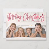 Cartes Pour Fêtes Annuelles Joyeux script rouge blanc photo de Noël (Devant)