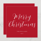 Cartes Pour Fêtes Annuelles Joyeux script rouge Noël (Devant / Derrière)