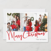 Cartes Pour Fêtes Annuelles Joyeux Script rouge Noël Six Photo (Devant)