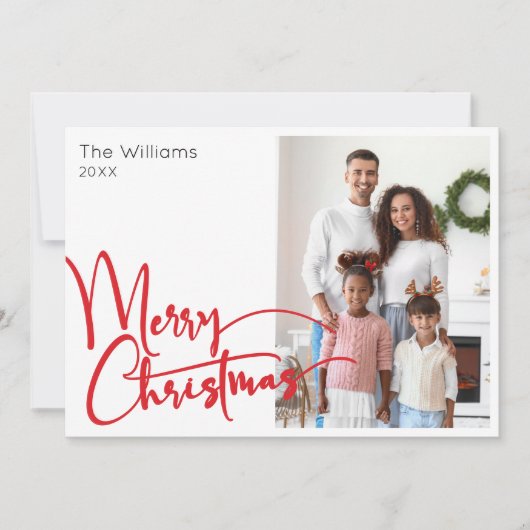 Cartes Pour Fêtes Annuelles Joyeux Script rouge Noël Une photo (Devant)