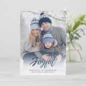 Cartes Pour Fêtes Annuelles Joyeux Script rouge vert flocon de neige 1 photo (Debout devant)