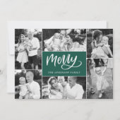 Cartes Pour Fêtes Annuelles Joyeux script vert Noël 6 photo Collage (Devant)