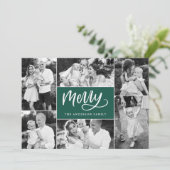 Cartes Pour Fêtes Annuelles Joyeux script vert Noël 6 photo Collage (Debout devant)