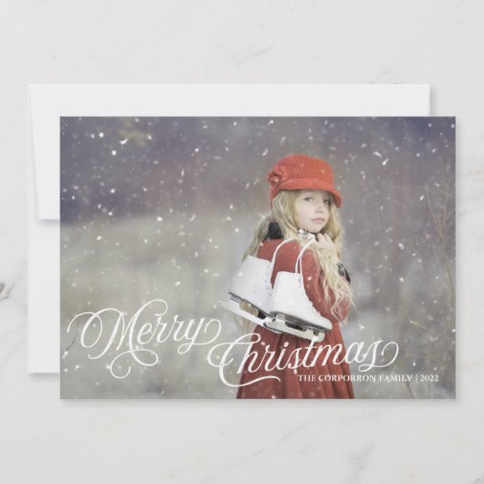 Cartes Pour Fêtes Annuelles Joyeux script Vintage Noël (Devant)