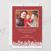 Cartes Pour Fêtes Annuelles Joyeux Script Winter Flammes de neige de Noël Phot (Dos)