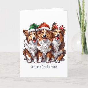 Cartes Pour Fêtes Annuelles Joyeux Sheepdogs de Noël Shetland