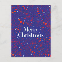 Joyeux Shinny Elégant Royal Blue Christmas Card