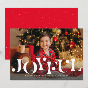 Cartes Pour Fêtes Annuelles Joyeux simple une photo rouge