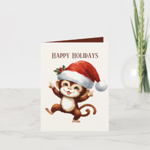Cartes Pour Fêtes Annuelles Joyeux singe ajouter le message Noël