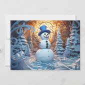 Cartes Pour Fêtes Annuelles Joyeux Snowman Top Hat Snowy Forest Noël (Devant)