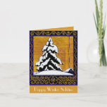 Cartes Pour Fêtes Annuelles Joyeux Solstice d'hiver<br><div class="desc">Ce décor d'hiver douillet comprend un cabine enneigé et un arbre à feuillage persistant. Cette image vintage est entourée d'une bordure de couverture de livres décoratifs.</div>