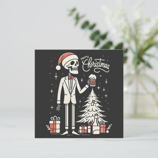 Cartes Pour Fêtes Annuelles Joyeux squelette de Noël (Debout devant)