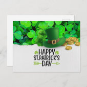 Cartes Pour Fêtes Annuelles Joyeux St. Patrick avec Trèfle  (Devant / Derrière)