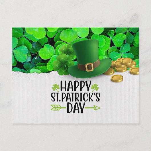 Cartes Pour Fêtes Annuelles Joyeux St. Patrick avec Trèfle  (Devant)