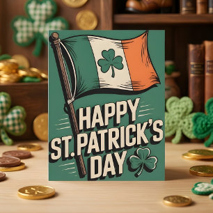 Cartes Pour Fêtes Annuelles Joyeux St Patrick Days Fierté Drapeau Irlandais