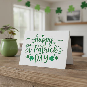 Cartes Pour Fêtes Annuelles Joyeux St. Patrick's Day Coeurs verts Personnalisé