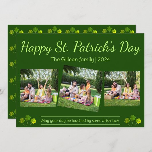 Cartes Pour Fêtes Annuelles Joyeux St. patrick's day Famille Shamrock 3 photo (Devant / Derrière)