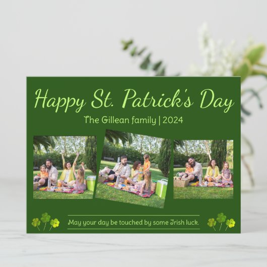 Cartes Pour Fêtes Annuelles Joyeux St. patrick's day Famille Shamrock 3 photo (Debout devant)