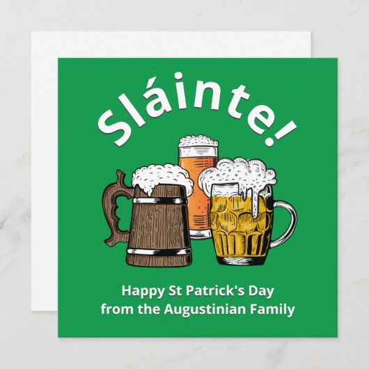 Cartes Pour Fêtes Annuelles JOYEUX ST PATRICK'S DAY Sláinte ! Bières (Devant / Derrière)