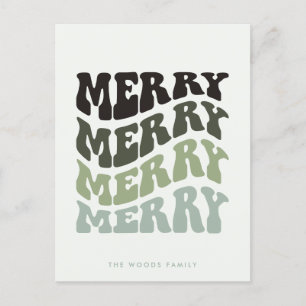 Cartes Pour Fêtes Annuelles Joyeux Super Wavy Green Typographie Noël