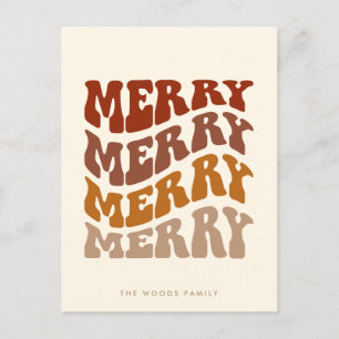 Cartes Pour Fêtes Annuelles Joyeux Super Wavy Typographie Brown Noël