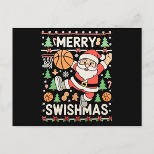 Cartes Pour Fêtes Annuelles Joyeux Swishmas Noël Basket-Ball Sale Ugly Christm