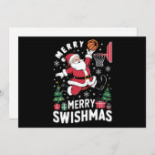 Cartes Pour Fêtes Annuelles Joyeux Swishmas Noël Père Noël Jouer Basketball (Devant / Derrière)