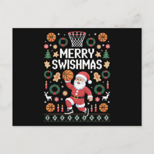 Cartes Pour Fêtes Annuelles Joyeux Swishmas Noël Santa Basket Xmas