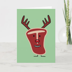 Cartes Pour Fêtes Annuelles Joyeux T-Bone Steak Reindeer nez rouge Noël