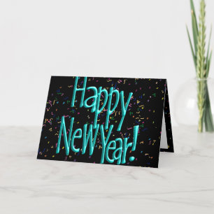 Cartes Pour Fêtes Annuelles Joyeux texte de la nouvelle année Turquoise